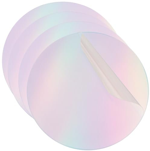 craspire 4 pièce de 4 Pouces de Cercles Acryliques Irisés Disque Rond Vierge en Plastique pour Supports à Gâteaux sous Verres Cadre Photo pour Décoration de Noël Halloween Gravure Peinture Projet