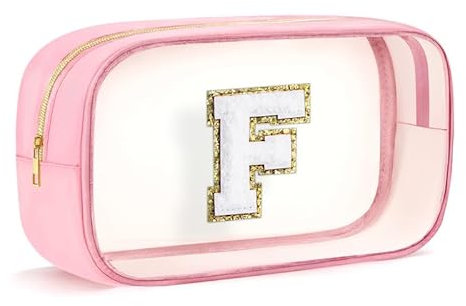 Transparente Kulturtasche - Geschenke für Mädchen Teenager Kinder Damen Familie Klare Reisetasche wasserdichte Kosmetiktasche mit Reissverschluss Geschenk zum Valentinstag Rosa F