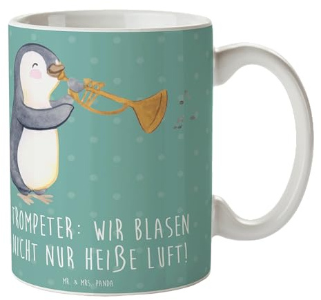 Mr. & Mrs. Panda Tasse Trompete Kunst - Geschenk, Inspiration, jazzig, Blechblasinstrument, laut, Kaffeetassen, Profimusiker, Trompeter,
