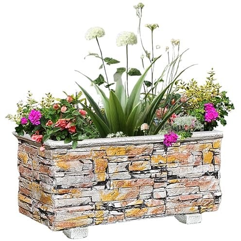 Garden Pley - Maceteros Grandes Exterior - Jardineras Exterior Grandes de Hormigon, Jardinera Rectangular de Lajas Decorativas, 90 x 42 x 39 cm. (1, Vintage)