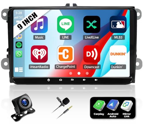 Ysimee Android 13 2G+32G Car Radio For VW Passat Jetta Tiguan Golf MK5 MK6 T5 EOS Polo Android Auto, 9 Inch Touch Screen Car Stereo GPS Navigation Bluetooth FM RDS EQ SWC Backup Camera