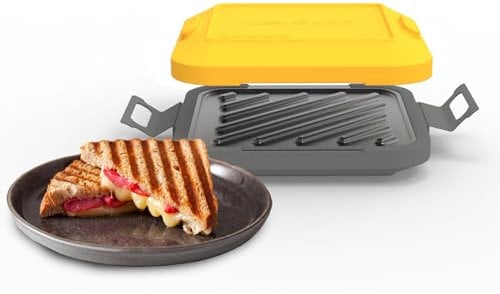 Clever Microwave Toastie Make with Thermawave Grill Plates - Extra Crispy Toasties & Panini Maker - Thick Metal Non-Stick Plates for Crunchy Toasties - No Soggy Results - Compact - Dishwasher Safe