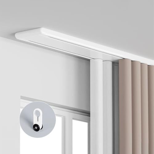 Générique Rail de Rideau Double, Rail de Rideau de Plafond Silencieux, Rail de Rideau caché Robuste Personnalisable, adapté au kit de Rail de Plafond de séparation de Salle de Bain de