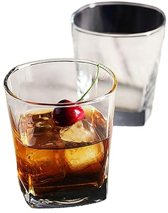 Vaso de whisky cuadrado, vaso de whisky de vidrio para el hogar, grande
