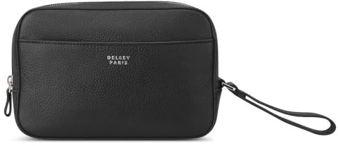 DELSEY Paris – Trousse de Toilette Homme en Cuir grainé Premium 15 cm | Reporter Le Cuir Grainé | Format Compact 3 L (16×24×7 cm) | Accessoire Voyage Urbain élégant & Durable