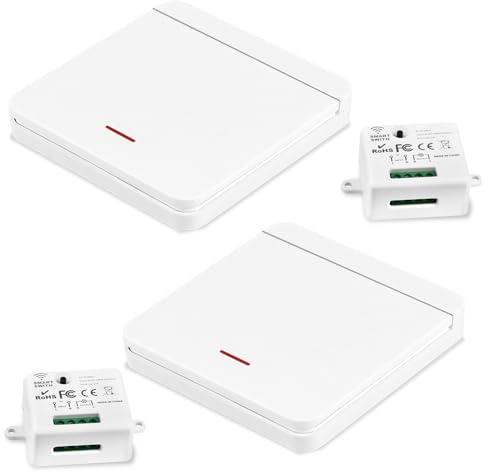 Kabelloser Funk Lichtschalter 230V Set - 1500W mit Sender & Empfänger, Funk-Sicherheitsschalter für Lampen & Geräte, einfache Installation, starke Signalübertragung & Multi-Control