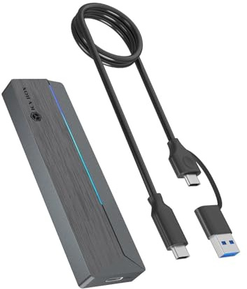 ICY Box M.2 NVMe/SATA SSD Gehäuse mit RGB-Beleuchtung USB 3.2 Gen 2 10 Gbit/s, unterstützt 2230/42/60/80, inkl. Wärmeleitpad & USB-C/A Kabel, IB-1826MCL-CU31