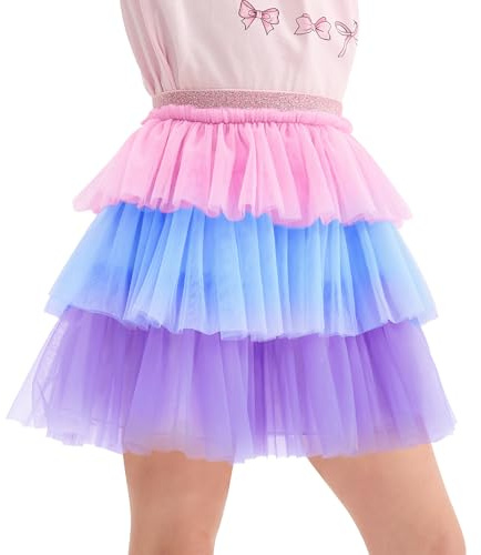 Miipat Gonna per Bambina 3 Strati Tulle Ragazze Tutu Gonne Principessa con Fodera tutù per Bambini Festa Danza Compleanno