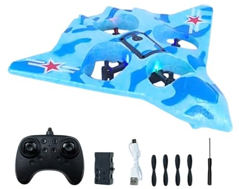 Xgdsnly Remote Control Airplane Toy Glider Radio Controlled Helicopter Outdoor with Powerful Motors And LEDs, Crash-Resistant Structure for Children And Adult, Blue Single Battery