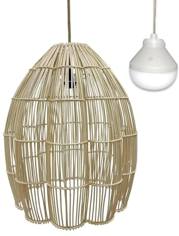 Lumisky AVILA NOMAD Hängeleuchte aus natürlichem Rattan im Boho-Stil, mit weißem, RGB-LED-Licht, Nomade