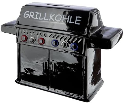 GILDE Spardose Mann Grill Geschenke für Männer – Sparschwein Grill Kohle Geschenke für Männer Geschenkidee für Papa Schwarz 18 x 5,5 cm Höhe 14 cm