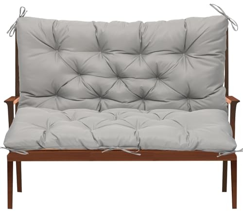 DoeDoefong Gartenbankauflage mit Rückenlehne 120x100x10cm, wasserdichtes Bankkissen aus Oxford-Stoff, UV-beständige Sitzauflage für Gartenbank, Terrasse, Balkon, Schaukel – Outdoor Sitzpolster