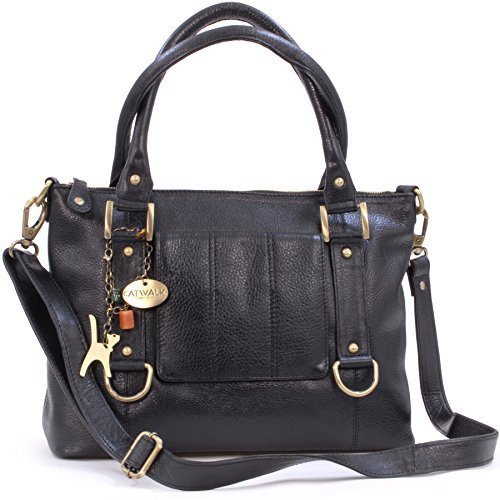Catwalk Collection Handbags - Damen Leder Schultertasche Groß - Umhängetasche Gross - Arbeitstasche für Notizbuch A4 - Gallery