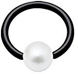 Drops BCR Piercing-Ring Edelstahl Schwarz Lippe Nase Perle Klemmkugel Kunstoff 4mm BK-BCRP 1,2 x 10mm