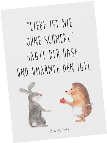 Mr. & Mrs. Panda Postkarte Hase Igel - Geschenk, Einladung Geburtstag, Trösten, Herzschmerz, Gute Laune, Tiermotive, Ansichtskarte, lustige Sprüche,