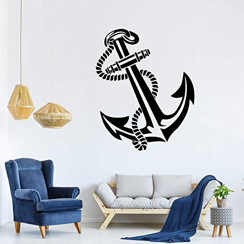 Anker Wandtattoo Wandaufkleber Sticker Aufkleber (50 (B) x 64 (H) cm, Schwarz)