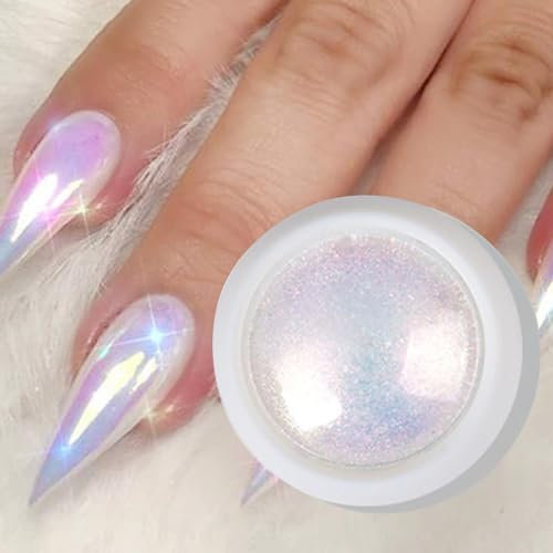 Holographic Nail Glitter Rainbow Neon Nail Powder Effect Nail Art Flakes Decoration Chrome Nail Dust Tip Manicure Pink Laser Nail Accessories (V0)