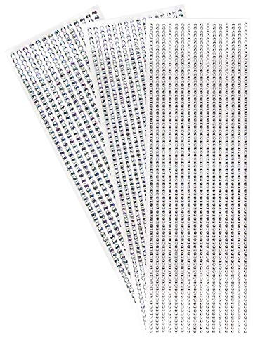 Ideen mit Herz Strass-Bordüren zum Basteln, selbstklebend, runde Schmucksteine, 3 Bogen mit Schmucksteinen à Ø 3mm, Ø 4mm, Ø 5mm | Glitzersteine, Kristalle zum Aufkleben (klar-irisierend)