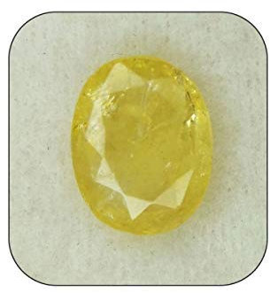 Parineeta Gems 6,25 Ratti – 5,45 Karat unbeheizter unbehandelter Ceylon-gelber Saphir Pukhraj-Stein, zertifizierter natürlicher Edelstein, AAA+ Qualität, Lose Edelsteine, Gelber Saphir