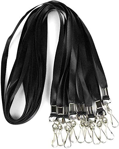 Ollain Bulk Lanyards Premium Kreuzfahrt-Schlüsselband aus Nylon, für Ausweishalter, perfekt für Büro, Kinder, Lehrer (Schwarz, 100 Stück)