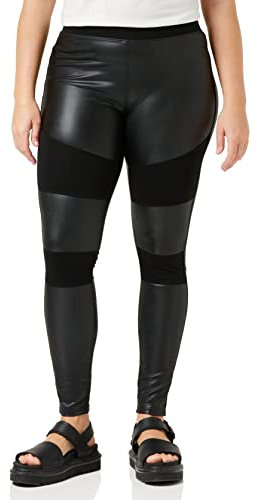 Urban Classics Damen Ladies Fake Leather Tech Yoga-Hose Leggings, Schwarz (Black 00007), W(Herstellergröße: L)