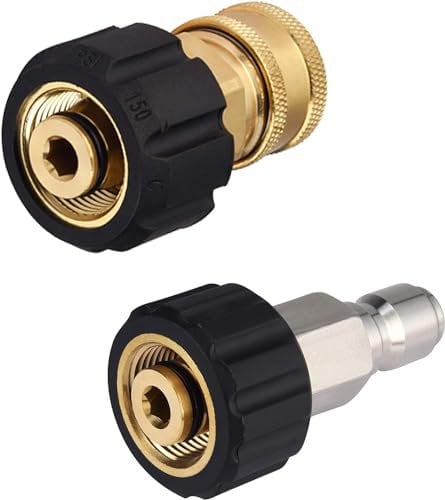 M MINGLE Hochdruckreiniger Schlauchadapter Set, M22 auf 3/8 Schnellkupplung für Hochdruckreiniger Schlauch, 5000 PSI