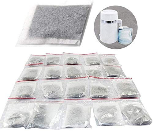 OUKANING 20 Stück Wasserdestiller-Aktivkohlefilter, reduziert Chlor, entfernt VOCs, erzeugt reinstes Wasser, 6,75 g/Packung, 8 x 6 cm