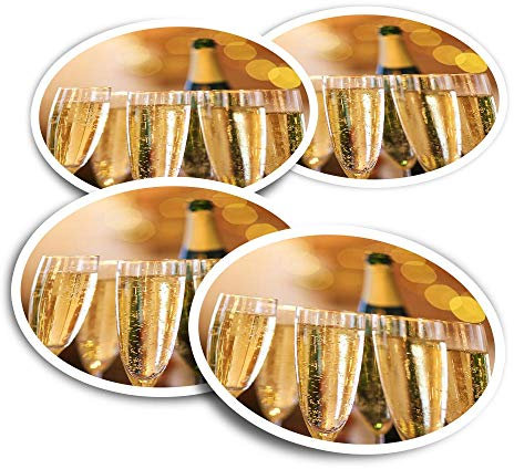 Vinyl Stickers (Set of 2) 10cm - Champagne Flute Glasses Celebration Fun Decals for Laptops,Tablets,Luggage,Scrap Booking,Fridges #16077