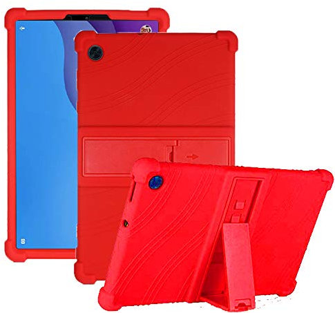 Nother Funda para Lenovo Tab M10 HD (2nd Gen) 10.1, Silicón Ligera Carcasa Antideslizante con Soporte para los niños para Lenovo Tab M10 HD (2nd Gen) 10.1 TB-X306F/X306X, Rojo