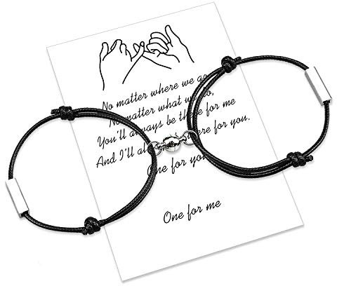 free-space Ensemble de Bracelet de Couples magnétiques personnalisés, corde à la main d'attraction mutuelle pour 2 Bracelets assortis tressés vœux d'amour éternel (Bleu personnalisé)