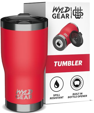 Wyld Gear Tumbler 20 oz (591 ml), Red - Inklusive V-Flow Lid (wiederverschließbarer Deckel) | Isolierbecher | Thermos-Becher | BPA-frei