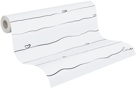 A.S. Création Kinderzimmertapete Little Love Tapete mit Herzen PVC-freie Vliestapete schwarz weiß seidenmatt glatt 381403