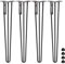 HOLZBRINK 4x Pied de Table en Acier Hairpin, Triple Barre, Pied de Meuble Épingle, Hauteur : 100 cm, Couleur : Acier Brut, HLT-13A-100-0000