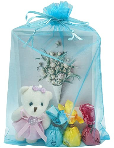 Jexila Große Organza-Beutel mit Kordelzug, 20,3 x 30,5 cm, türkis, Netzstoff, Geschenkbeutel für Weihnachten, Hochzeit, Party, Geschenkbeutel, Goodie-Tüten, 50 Stück