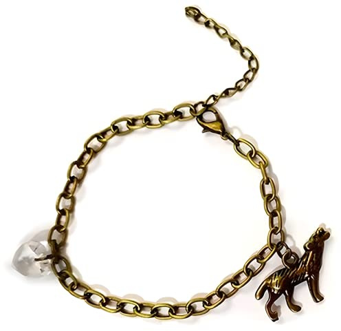 SweetLove.3D Twilight Breaking Dawn Bella's Wolf & Heart Armband Replik Schmuck handgefertigt, 7 25 inch, Edelstahl, Topas