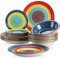vancasso, Série ARCO, Service de Table en Céramique, Vaisselle Complet 18 Pièces pour 6 Personnes, Assiette Plate et Creuse, Style Multicoloré Tropical