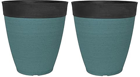Easy Shopping® SET OF 2 Gala Planter 14 Plant Pot Home Garden Flower Tree Plastic Planter Attractive Planters Made From 100% Recycled Plastic Lagoon Teal Colour