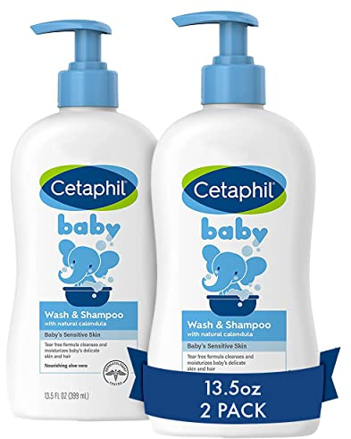Cetaphil Baby Wash & Shampoo, 13.5oz Pack of 2, Hypoallergenic, Gentle Enough for Everyday Use, Soap Free