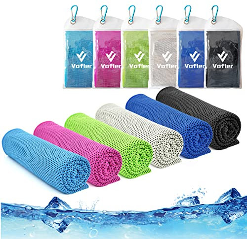 Cooling Towel,Vofler 6 Pack Cool Towels Microfiber Chilly Ice Cold Head Band Bandana Neck Wrap (40x 12) for Athletes Men Women Youth Kids Dogs Yoga Outdoor Golf Running Hiking Sports Camping Travel