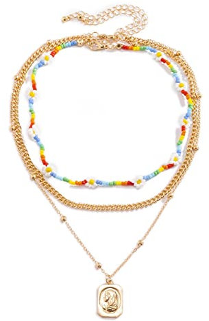 Aotiwe Kette Damen Gold, Kette Damen Titan Blumen Relief Anhänger Stil 1 Vergoldet Mama Geschenk