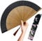 OMyTea Folding Hand Fan for Women - Foldable Chinese Japanese Vintage Bamboo Silk Fan - for Hot Flash, Church, Decoration, EDM, Music Festival, Dance, Party, Performance, Gift (Sexy Bamboo)