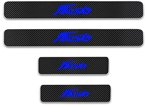Car Door Sill Protector for Fo-rd Fiesta 4PCS Car Door Sill Scuff Plate Carbon Fiber Stickers Accessories,Blue