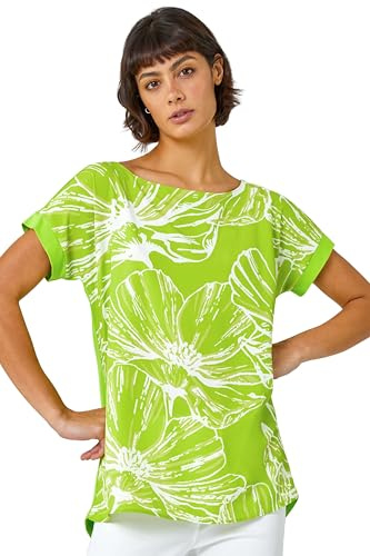 Roman Originals T-Shirt for Women UK - Ladies Tee Shirt Summer Top Holiday Day Causal Short Sleeve Blouses Round Crew Boat Neck Lightweight