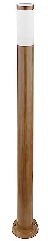 GLOBO Stehleuchte Außenleuchte Gartenlampe Standleuchte Wegelampe Terrasse, IP44, Edelstahl Holzoptik, 1x E27 Fassung, DxH 12,7x110 cm