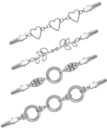 4 Stück Vintage Cardigan Clips für Frauen Pullover Clips Brosche Antik Schal Clips Strickjacke Clips Kette Kragen Clips Verschluss für Kragen Umhang Schals Mantel (Süßer Stil)
