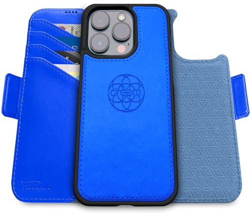 Dreem Fibonacci kompatibel mit iPhone 15 Pro Brieftaschen-Etui / 2-in-1 stoßfestes Etui und abnehmbares Folio aus veganem Leder, MagSafe-kompatibel, RFID-Schutz [Ozean]