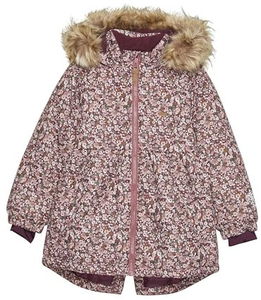 MINYMO Mädchen-Winterjacke rotbraun mit floralem Muster 116