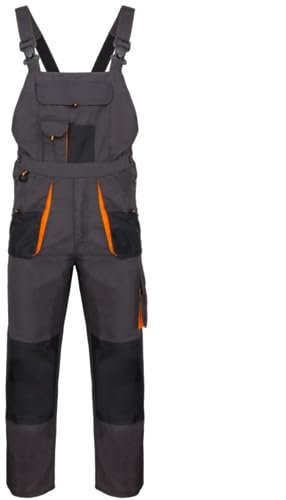 Luckyberg Herren Latzhose, Arbeitshose viel funktionale Taschen. Arbeitslatzhose Herren Größe: 44-62 (DE/NL/SE/PL, Numerisch, 50, Regular, Regular, Standard, Graphit)