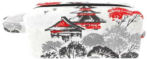 Make-up-Tasche für Frauen,kleine Kosmetiktasche,Reise-Make-up-Taschen,Baumturm Sonne orientalischer Stil Geldbörse drucken