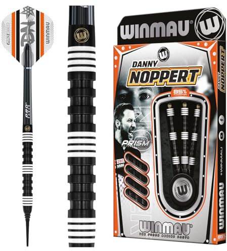 WINMAU Darts - Danny Noppert 85% Pro-Series 18g Fass / 20g Volles Gewicht Weiche Spitze Professionelles Dart-Set mit Dart-Flüge und Dart-Schäften